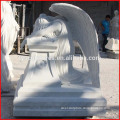Hot sale handmade personalized angel ornaments white marble carved memorial stone angel